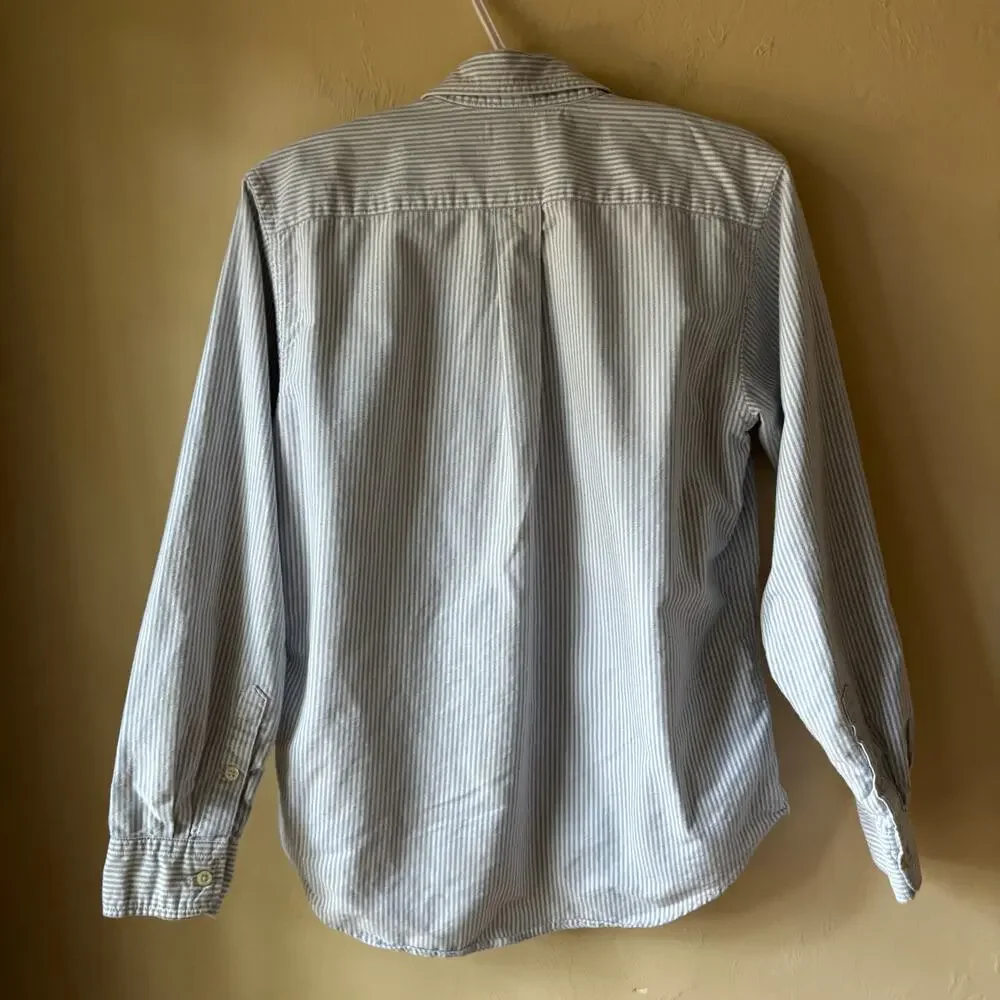 Ralph Lauren Boys Shirt Size 18 XL Blue White Striped Button Down Cotton Pony